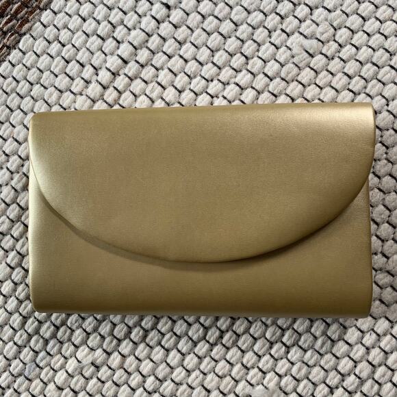 Gold clutch envelope bag with strap by Claudia Barnes fold over purse Vintage - Picture 1 of 12